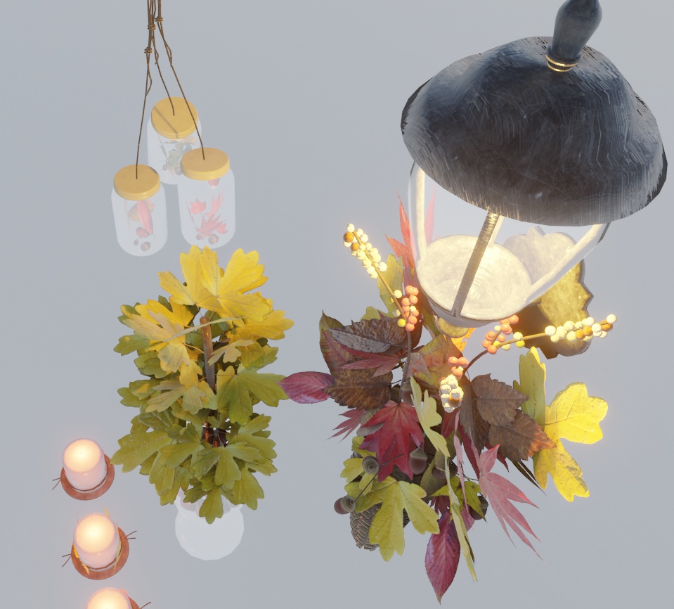 【VRChat想定】秋の装飾セット と 焼き芋ギミックセット image