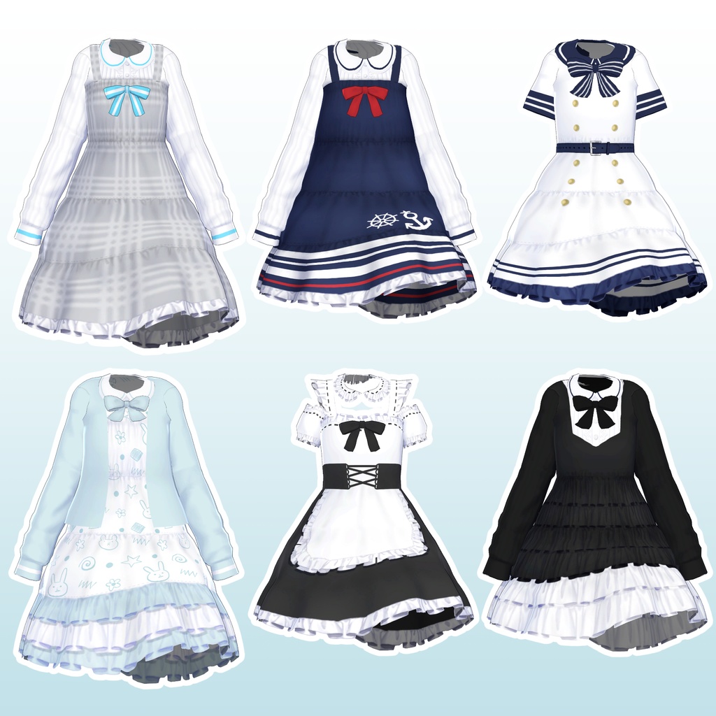 【白星／瑞希対応】ティアードワンピース（VRChat用） image