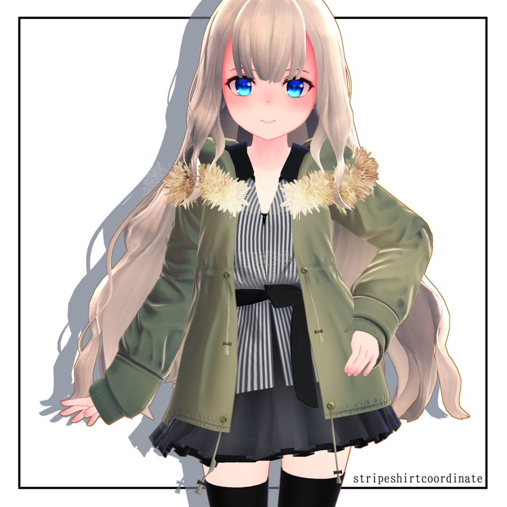 【ｽｷﾆﾝｸﾞ済衣装】ストライプシャツコーデ image