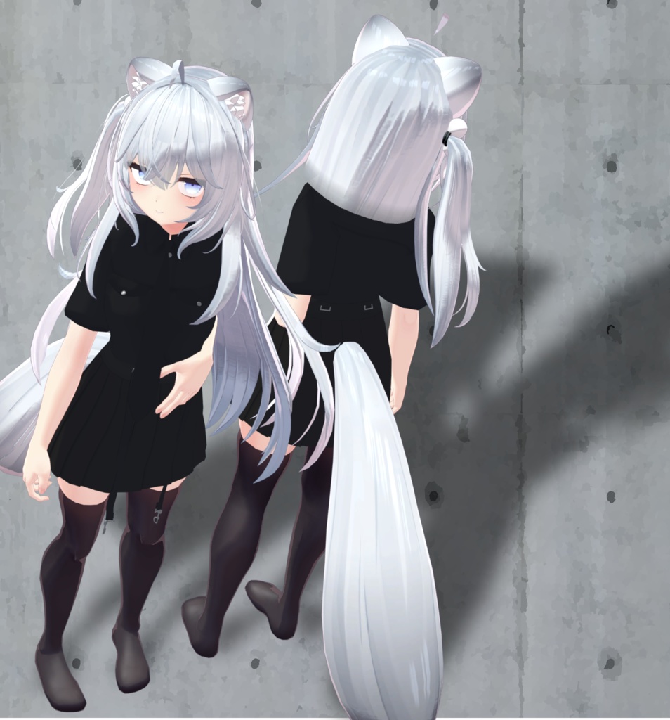 [Kitsune Snow Costume] Black Shirt & Skirt image