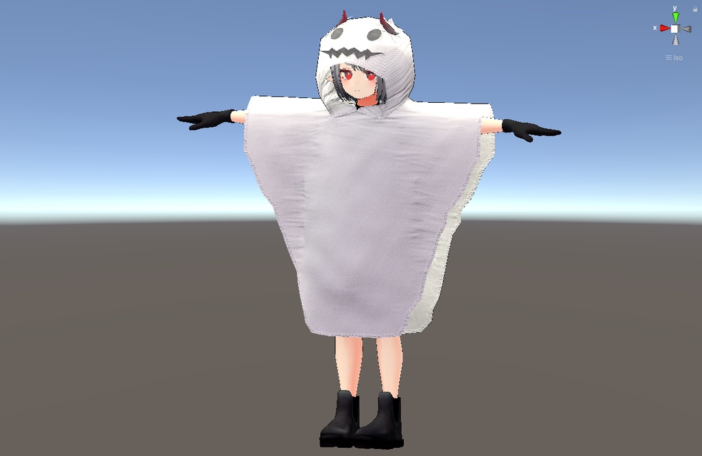VRChat想定 3Dモデル　「ウラモ」想定衣装　ゴーストケープ image