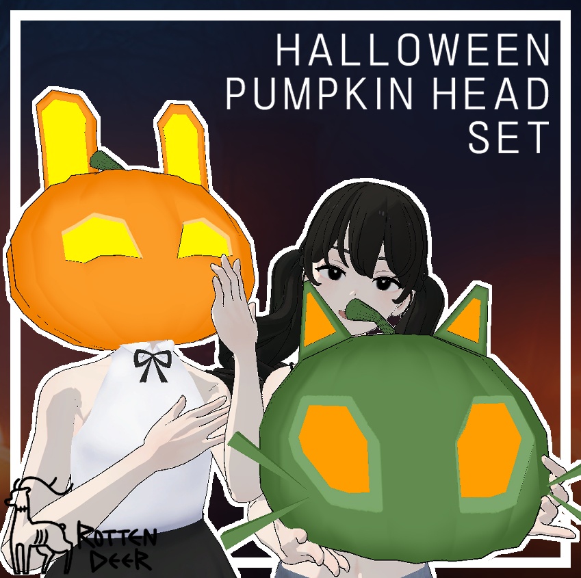 ハロウィンカボチャの頭セット Halloween Pumpkin Head Set image