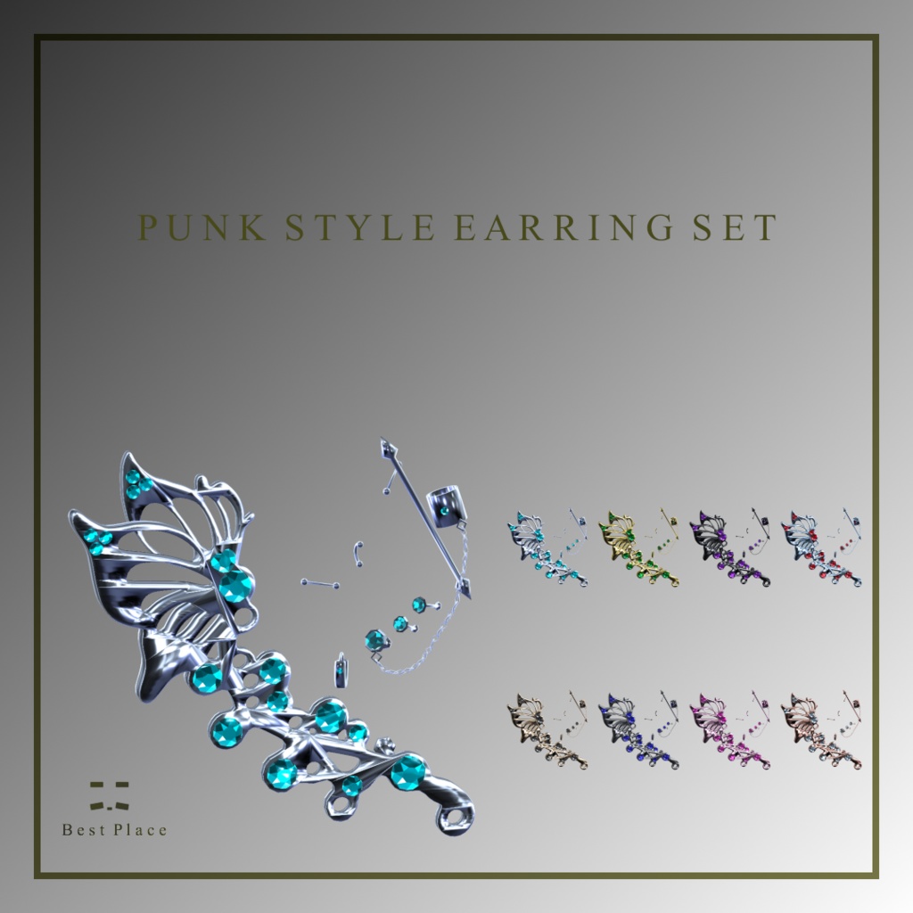 💎VRChat accessory💎 Punk style earring set【8Color×8Color MA 16Avatar対応】 image
