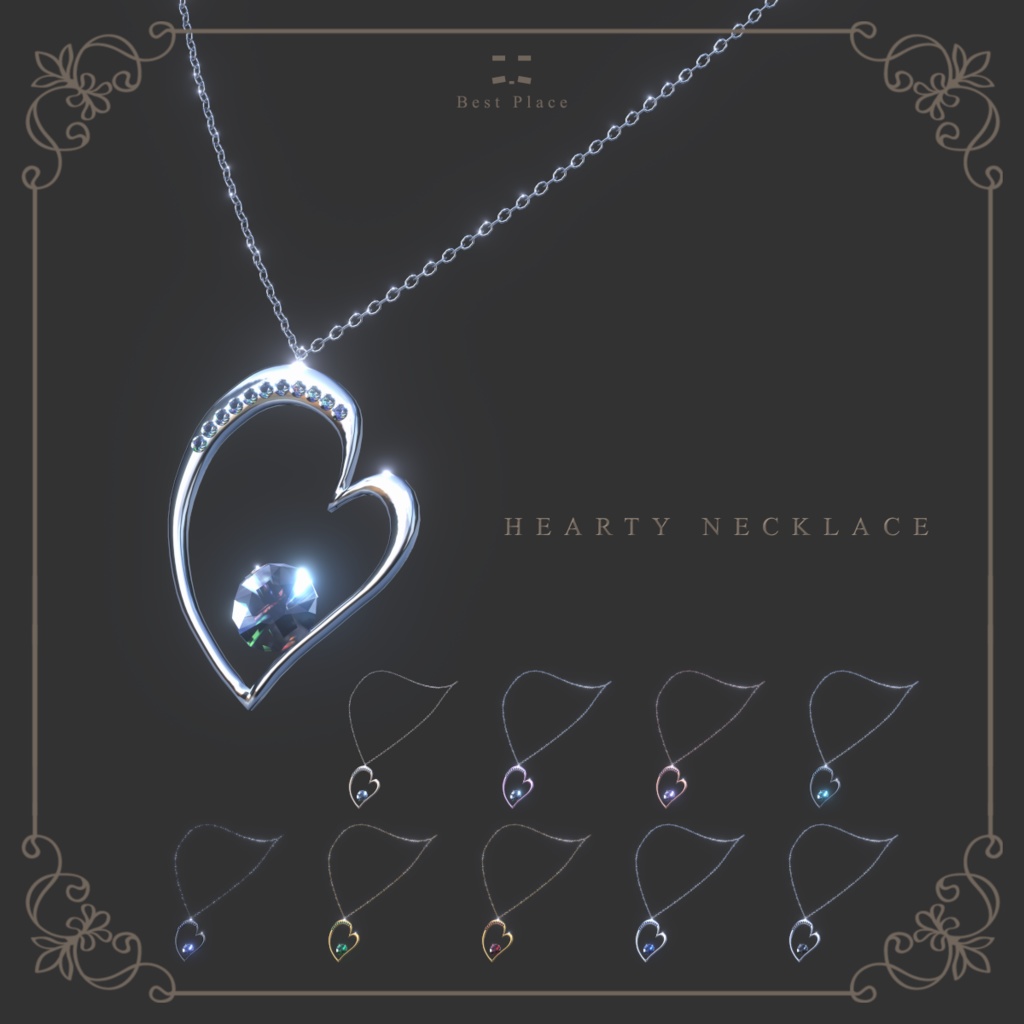 💎VRChat accessory💎〚💖Hearty necklace📿〛【8Color×8Color MA 21Avatar対応】 image