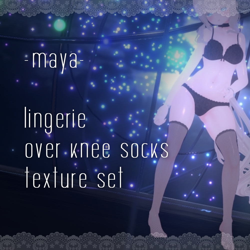 Maika Exclusive Lace Lingerie & Knee-High Socks Set image