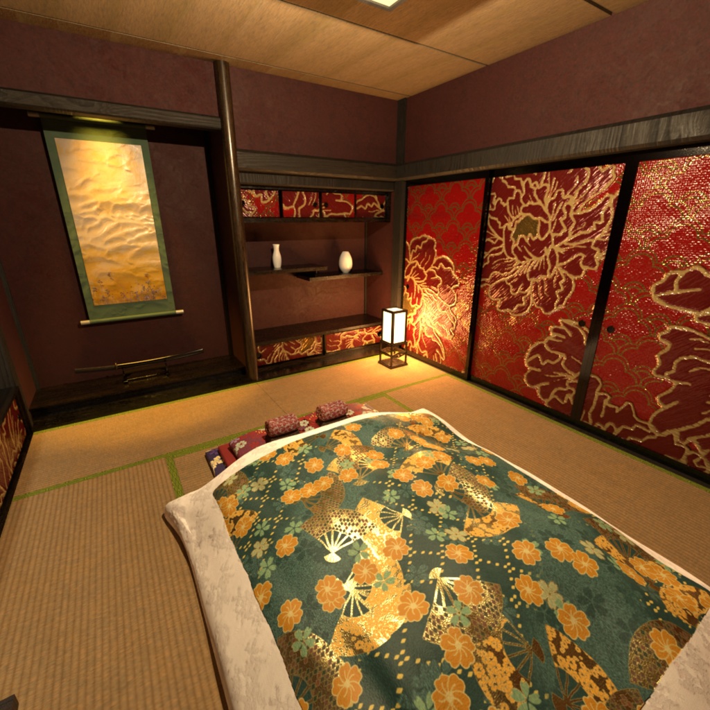 3DCG【yukaku_room】寝室 遊郭 布団 image
