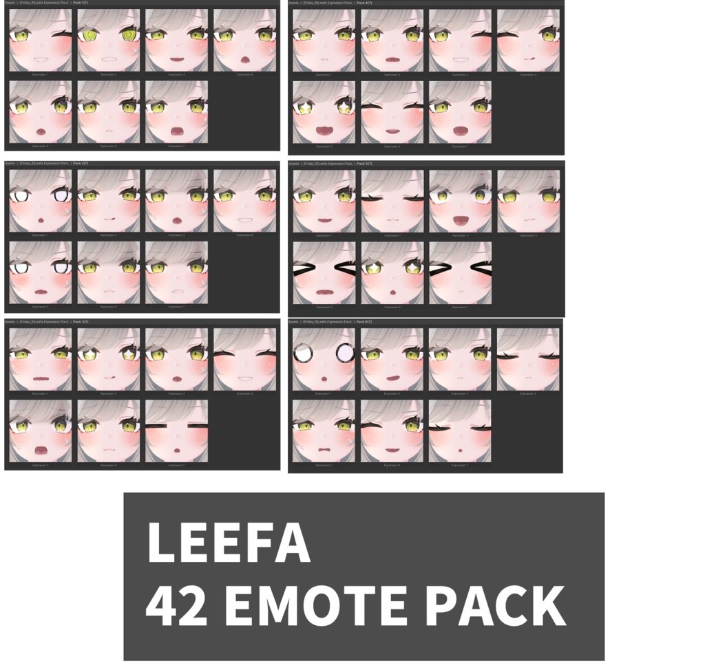 リーファ[Leefa] 3.0 SDK用42個 表情 パッケージ [42,56 Face Emote Package] image