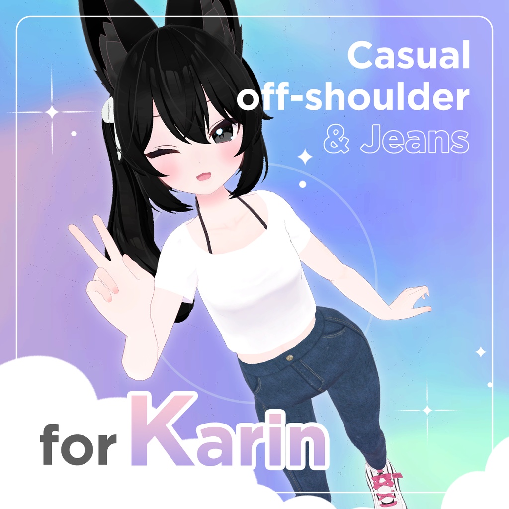 [☆無料☆カリン専用衣装] Casual off-shoulder & jeans image