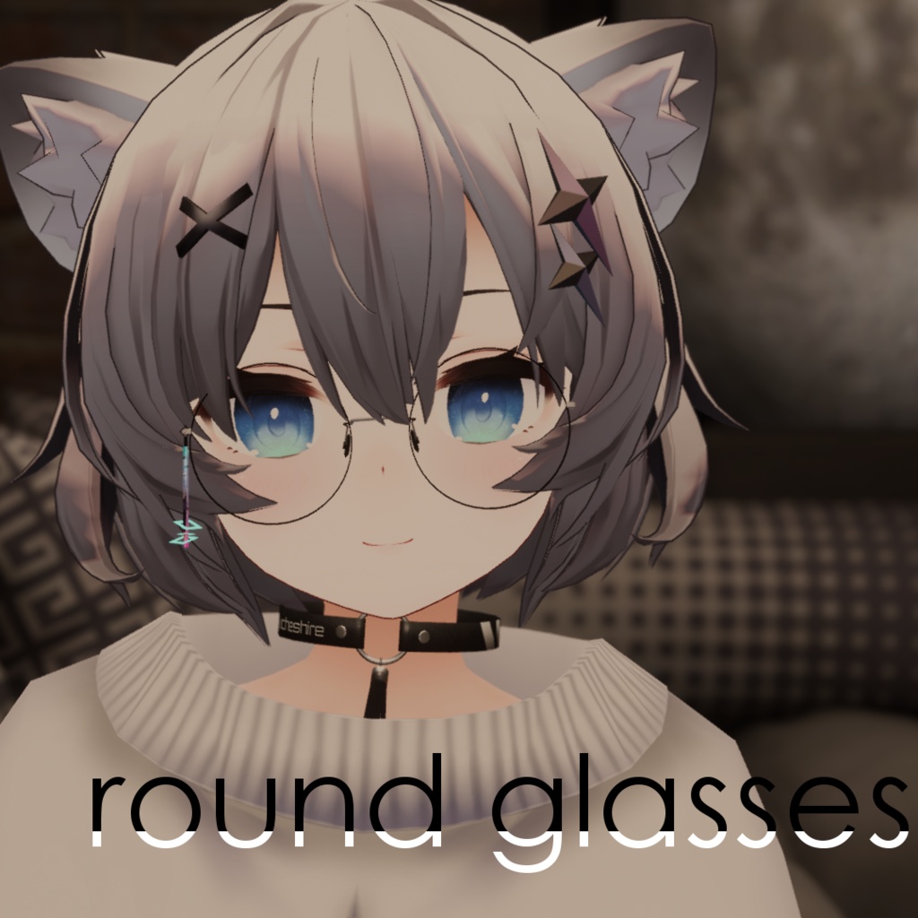 丸眼鏡 round glasses VRChat向けアクセサリ image
