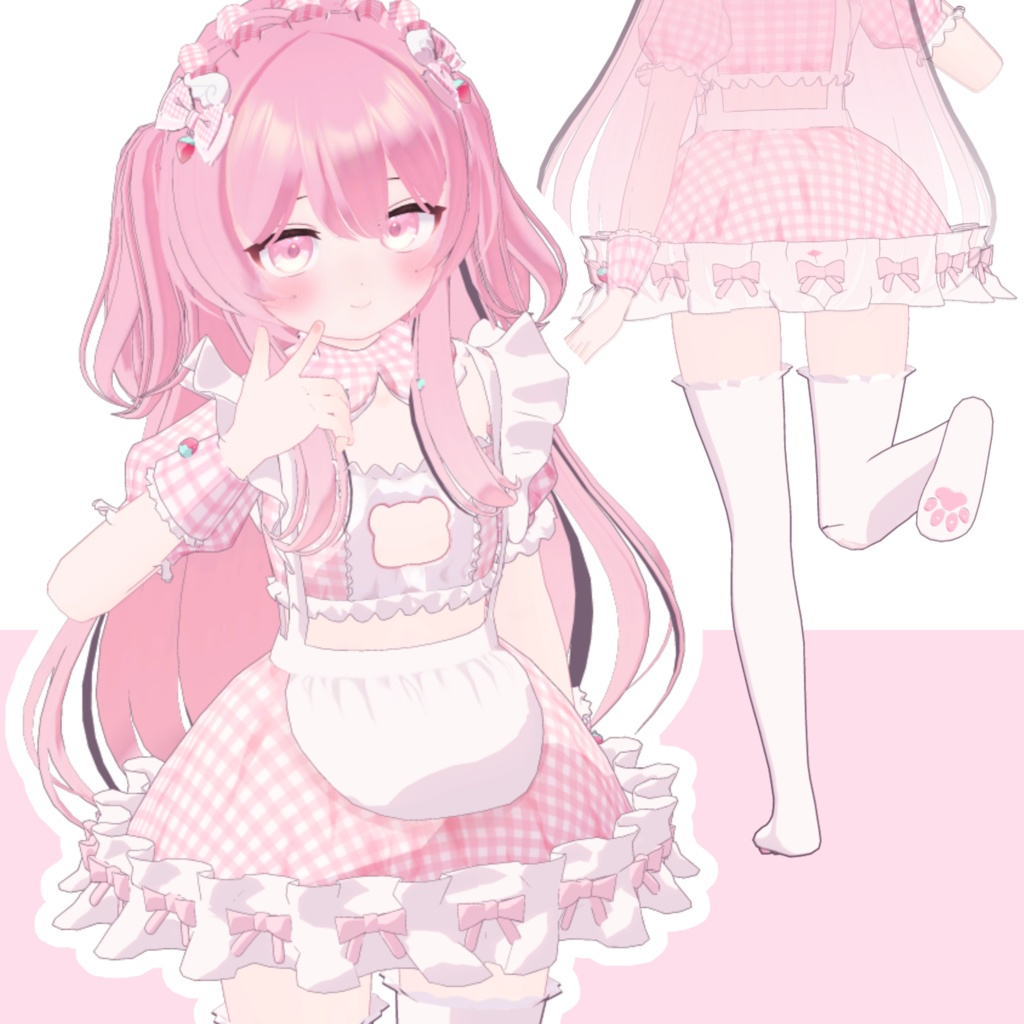 【こまどアバター対応】ギンガムチェックメイド服♡ image