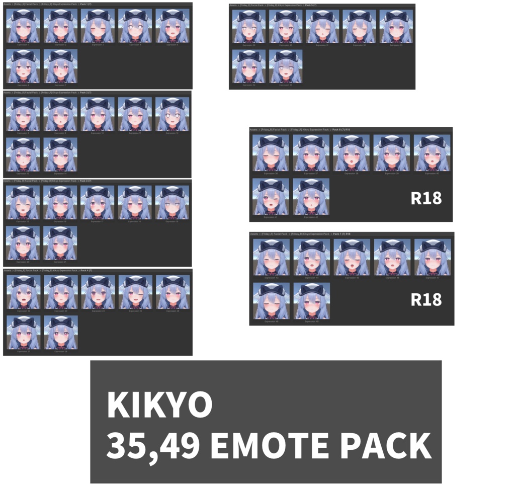 桔梗[Kikyo] 3.0 SDK用 35,49個 表情 パッケージ [35,49 Face Emote Package] image
