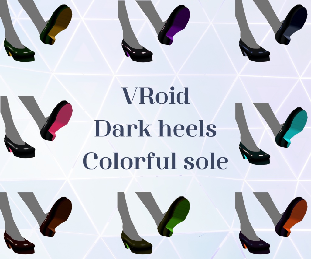 【VRoid Stable Ver】 Shoes Dark Shiny Heels Colorful Sole Combinations image