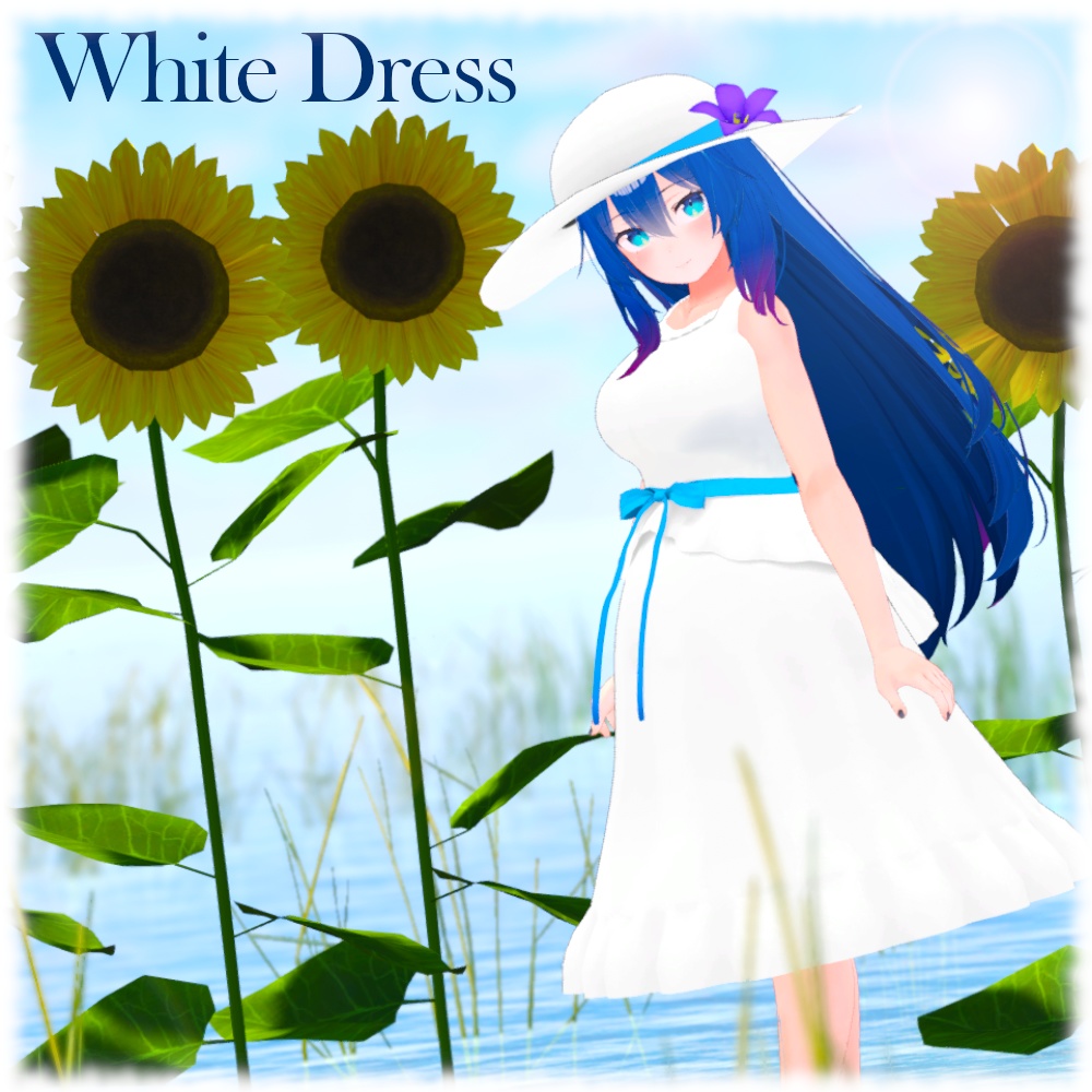 【無料】【桔梗対応】白いワンピースと帽子 image