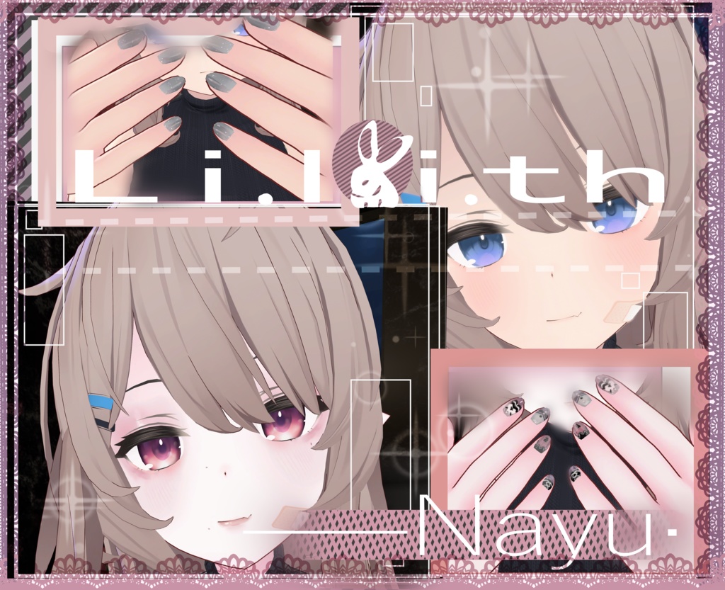 【ナユ/Nayu専用】White&pink Skin·Eye texture*9種·地雷系make up·sick kawaii nail image