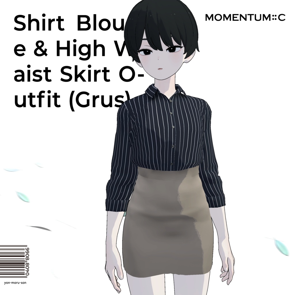[3Dモデル]シャツブラウス＆ハイウエストスカートコーデセット（Grus） image
