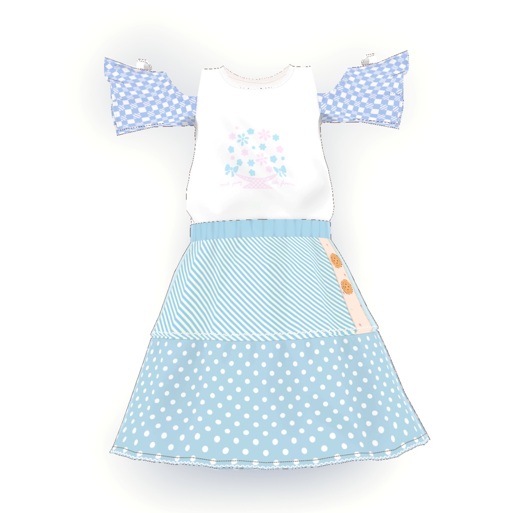 Off-shoulder T-shirt Tiered skirt [Girls' children's clothing] image