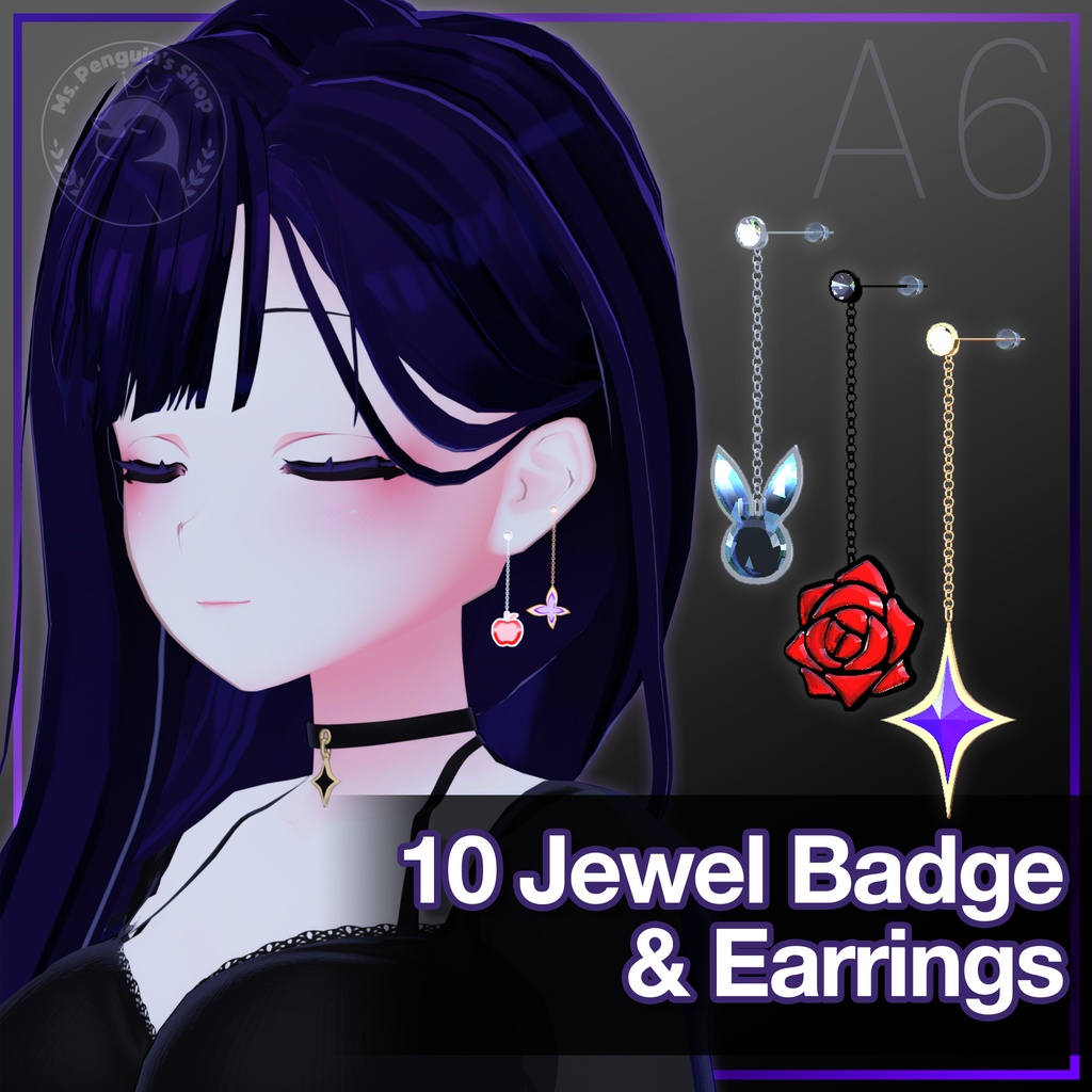 [Free] 10 Jewel badge & Earrings / 10ジュエルバッジ&イヤリング (A6) image