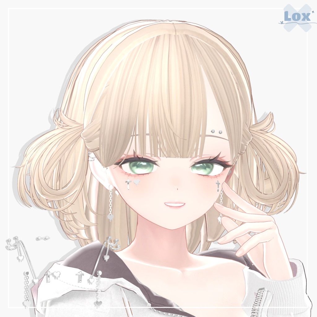 【7アバター対応】 Heart_Piercing Set image