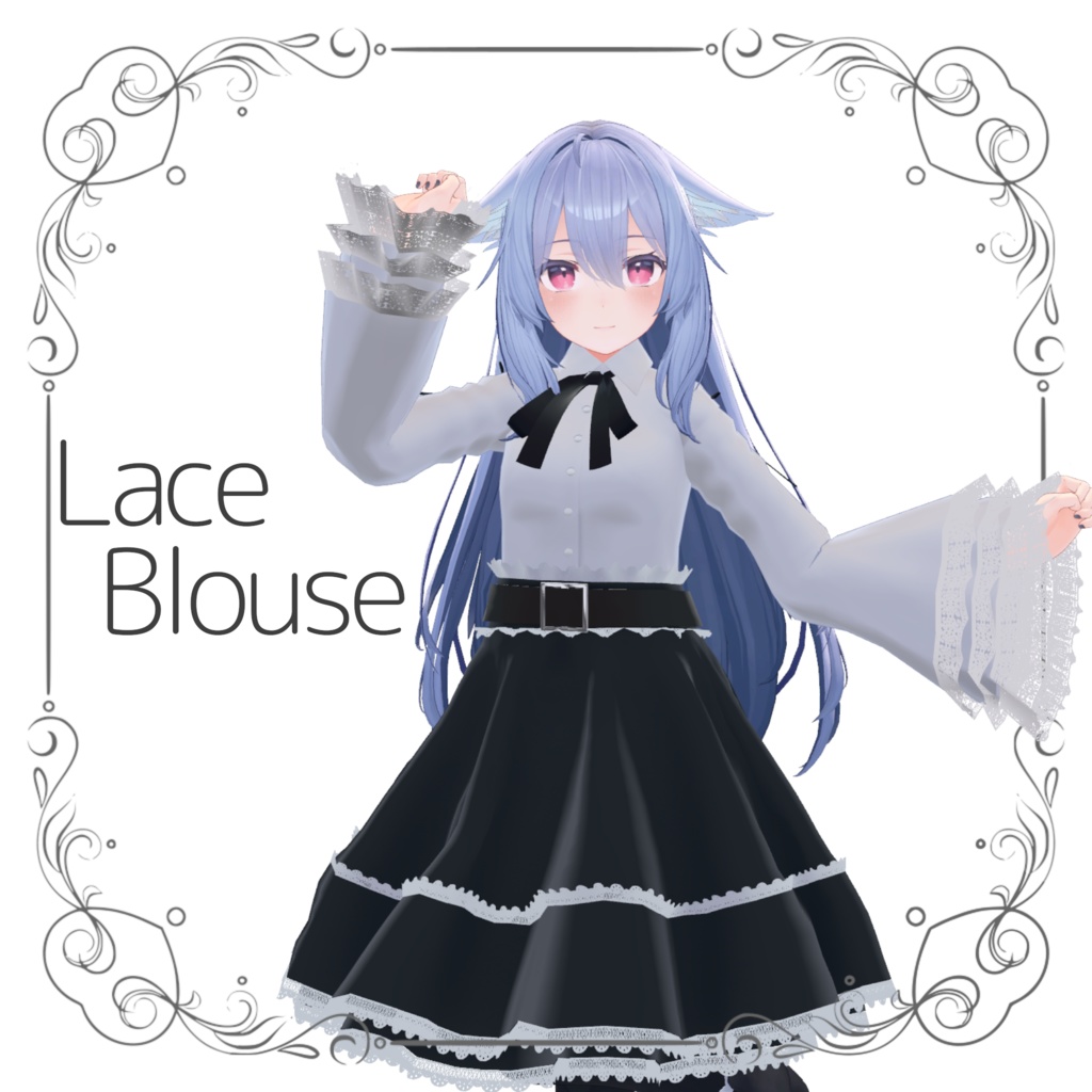 【3Dモデル】レースブラウス セットアップ【3Dモデル】 image