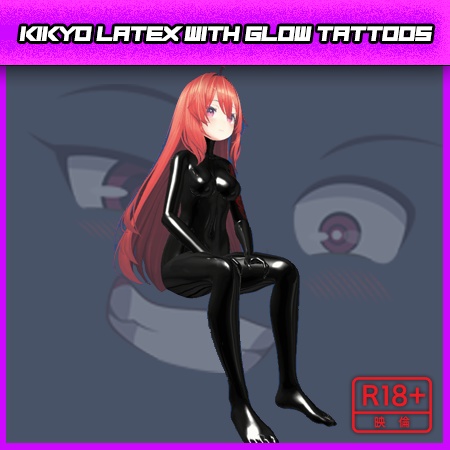 【Latex Body Red Hair】- with Glow Tattoos【VRC】<For Kikyo> image