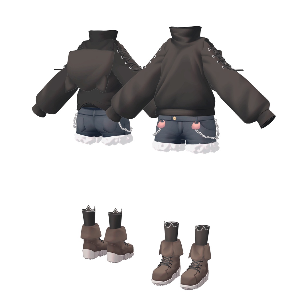 Cat-Eared High-Neck Hoodie Set image