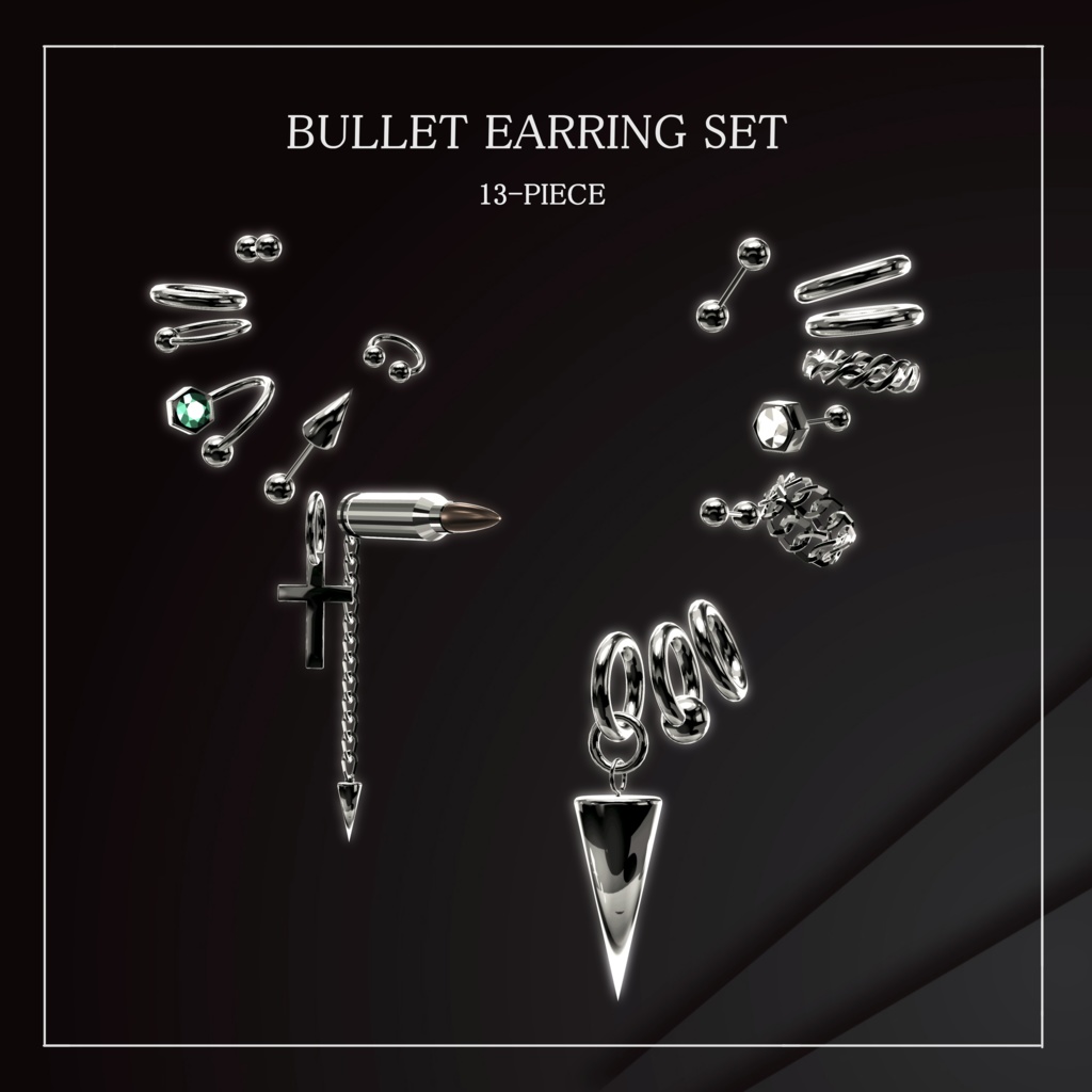 Bullet earrings 13-piece set 14 Avatar position adjusted image