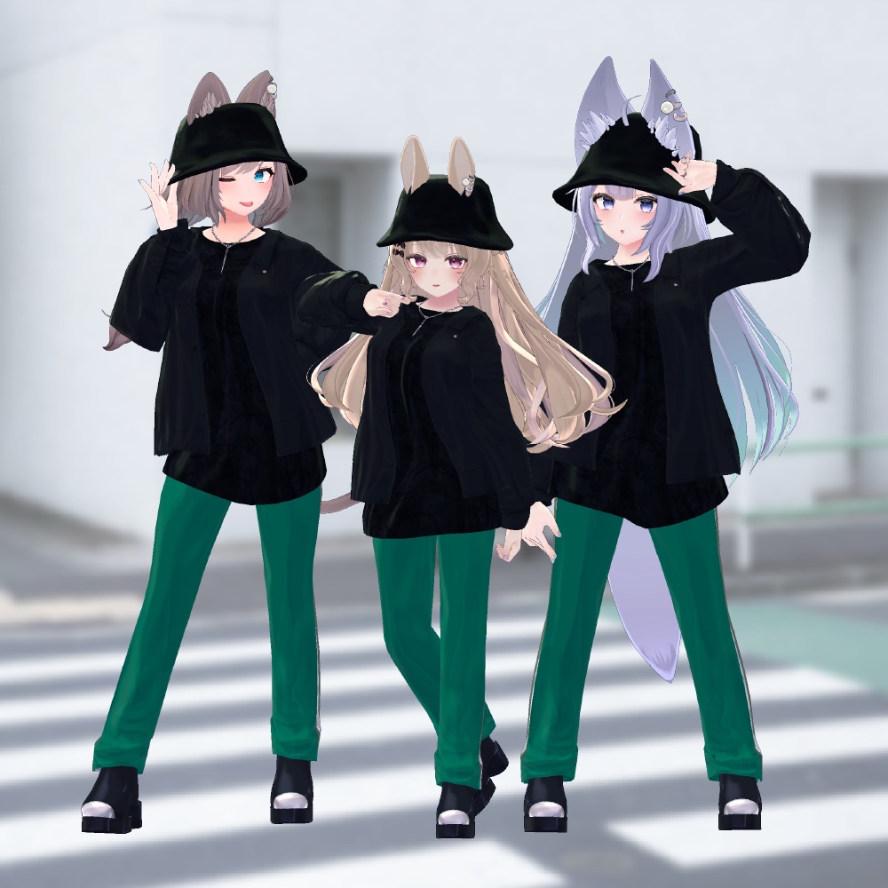 Full Coordinate Set for 6 Avatars: HARE "Outerwear/Sweatshirt/Trousers/Accessories" image