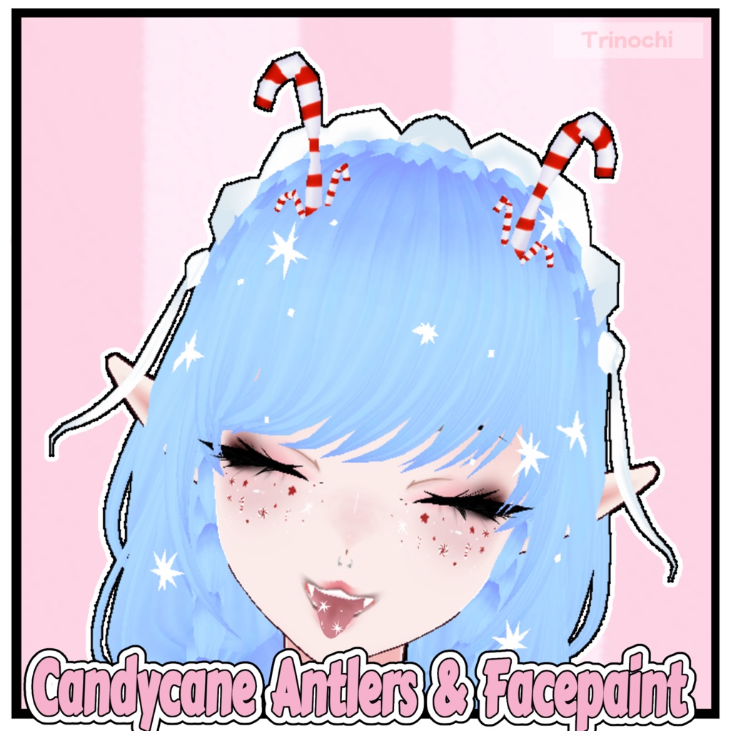 【VRoid】FREE Candycane Antlers & Facepaint image