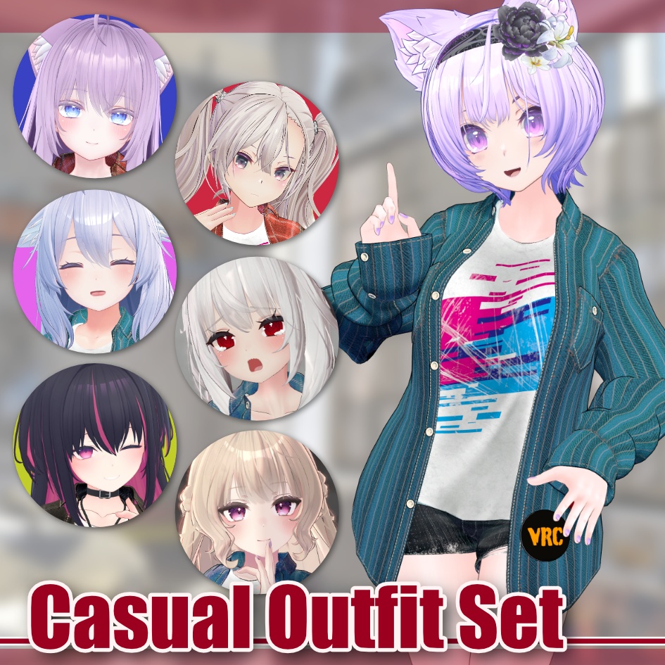 8アバター対応 Casual Outfit Set／リィンブラウ 桔梗 リセ 舞夜 ルーナリット 萌 紫空 ナナセ image