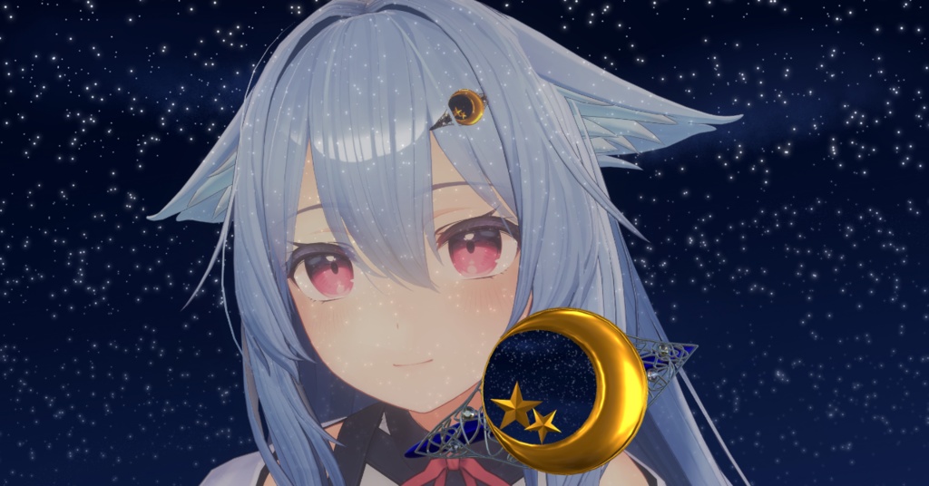 VRChat向け　月と星の髪留め　桔梗ちゃん設定済み image
