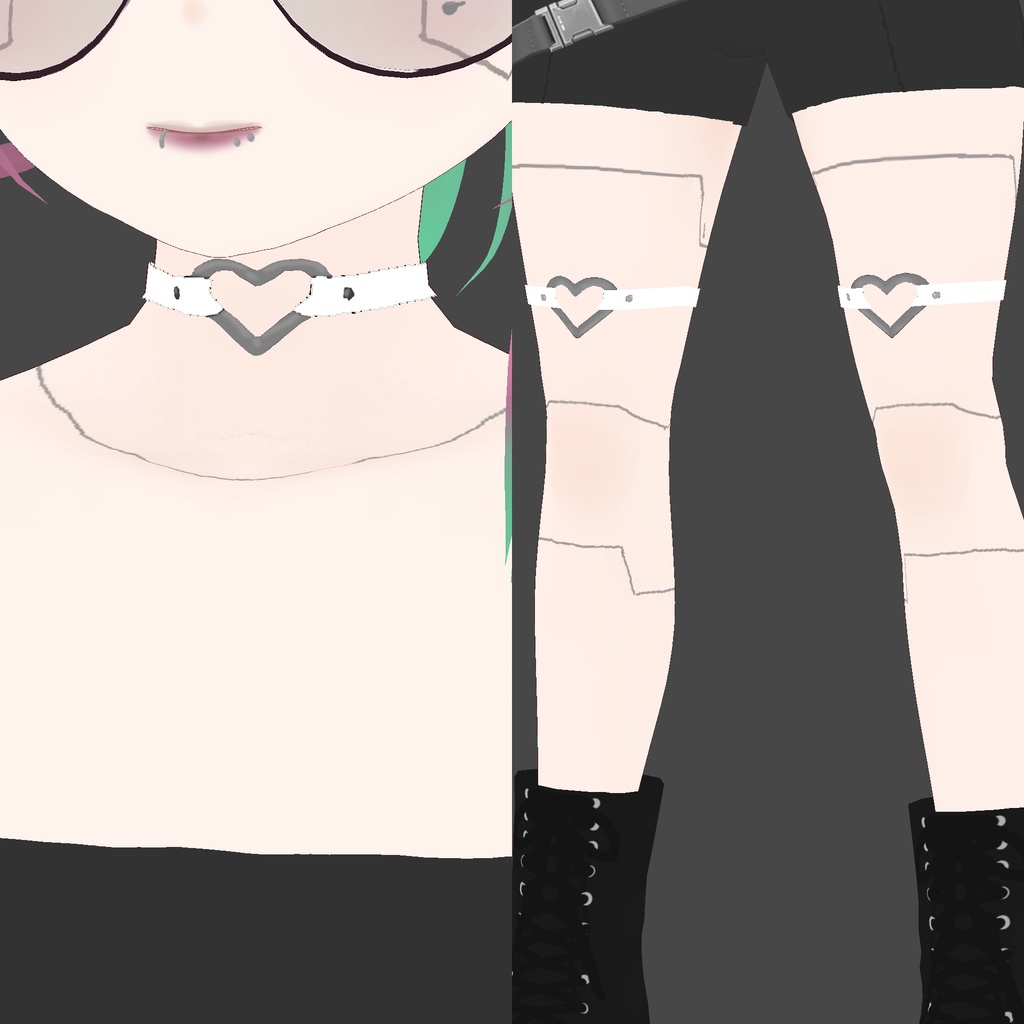 【VRoid】カラーチェンジできるチョーカーとガーターリング+3色 image