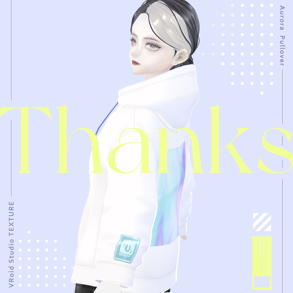 【無料：VRoidテクスチャ】 Thanks Aurora Hoodie　　#LAYON服。#LAYONコーデ image