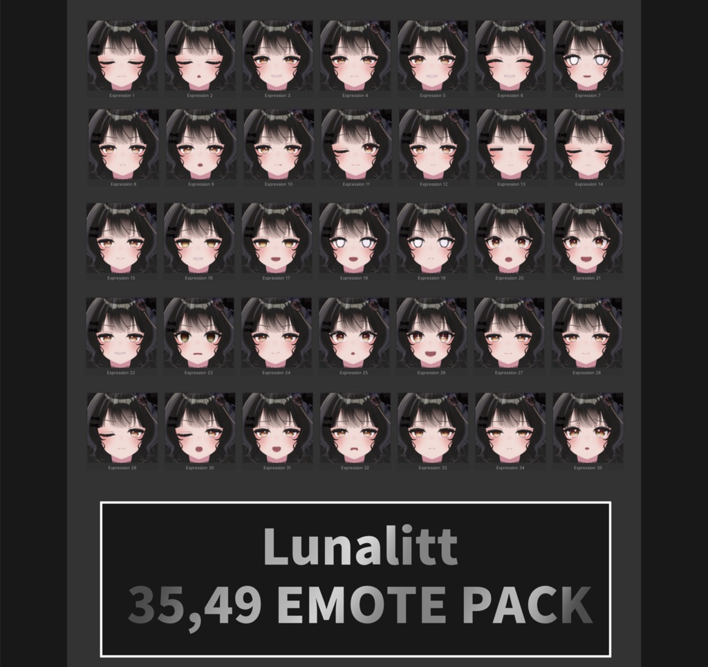ルーナリット[Lunalitt] 3.0 SDK,VCC用 35,49個 表情 パッケージ [35,49 Face Emote Package] image