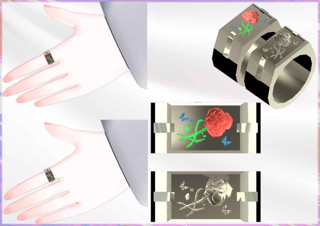 【無料】バラの指輪 (VRChat用3Dモデル) image