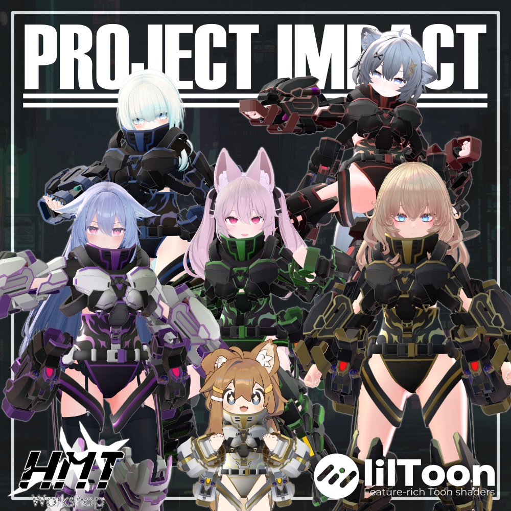 【6アバター対応】VRC想定アーマー「Project Impact インパクト」【おまけ武器付き】 image