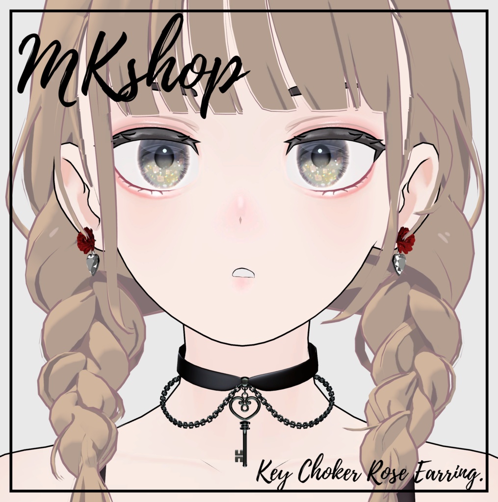 [ PB ] Key Choker & Rose Earring image