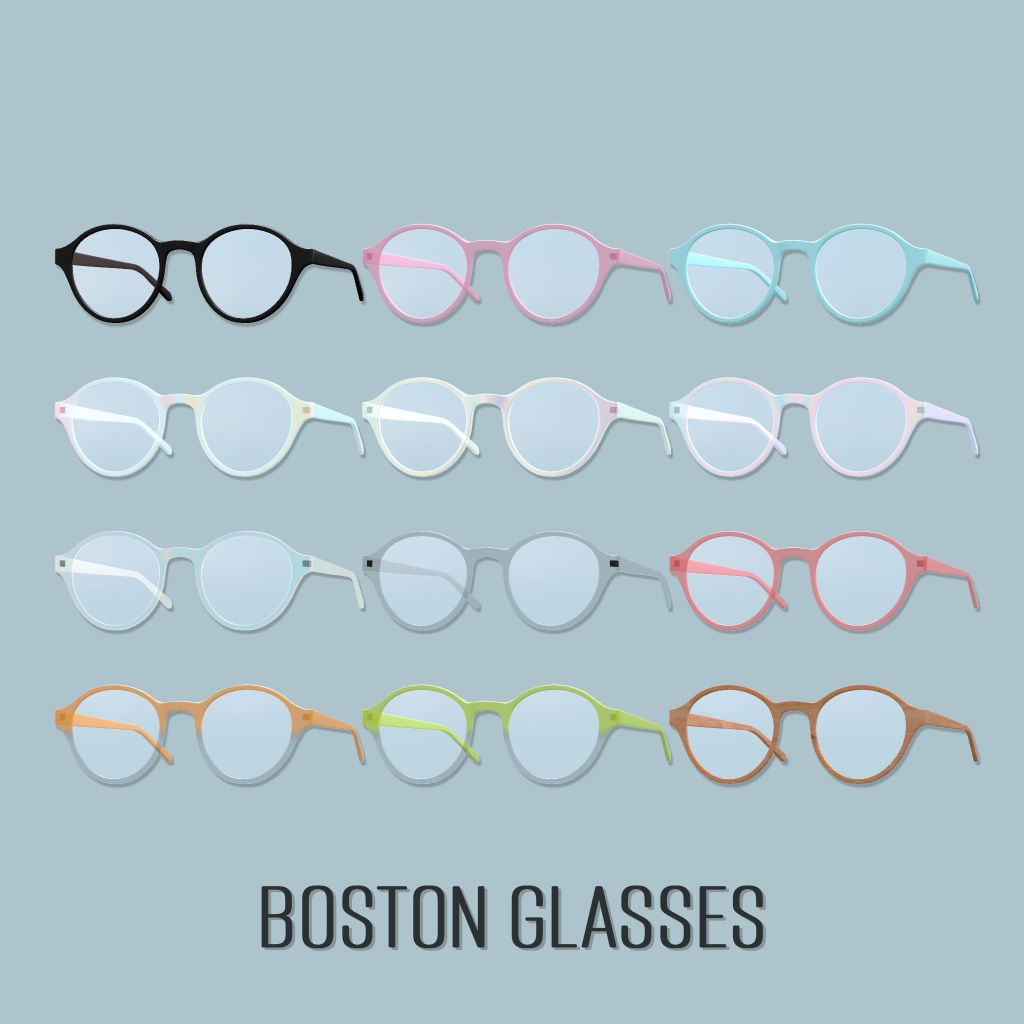 ボストンメガネ/Boston Glasses 計55種【ホログラフィック/クリアカラー/単色/グラデーション/木目】 image
