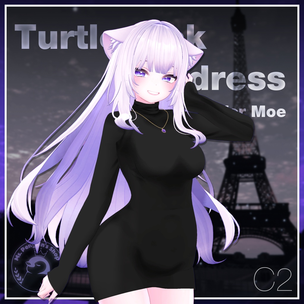 Turtleneck knit dress for Moe / タートルネックニットワンピース【萌用】 (C2) image
