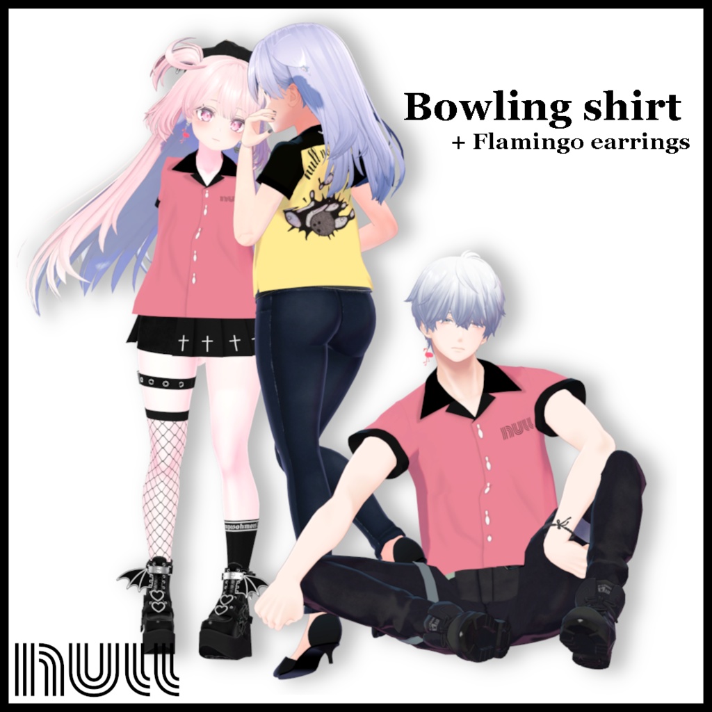 Bowling shirt + Flamingo earrings image