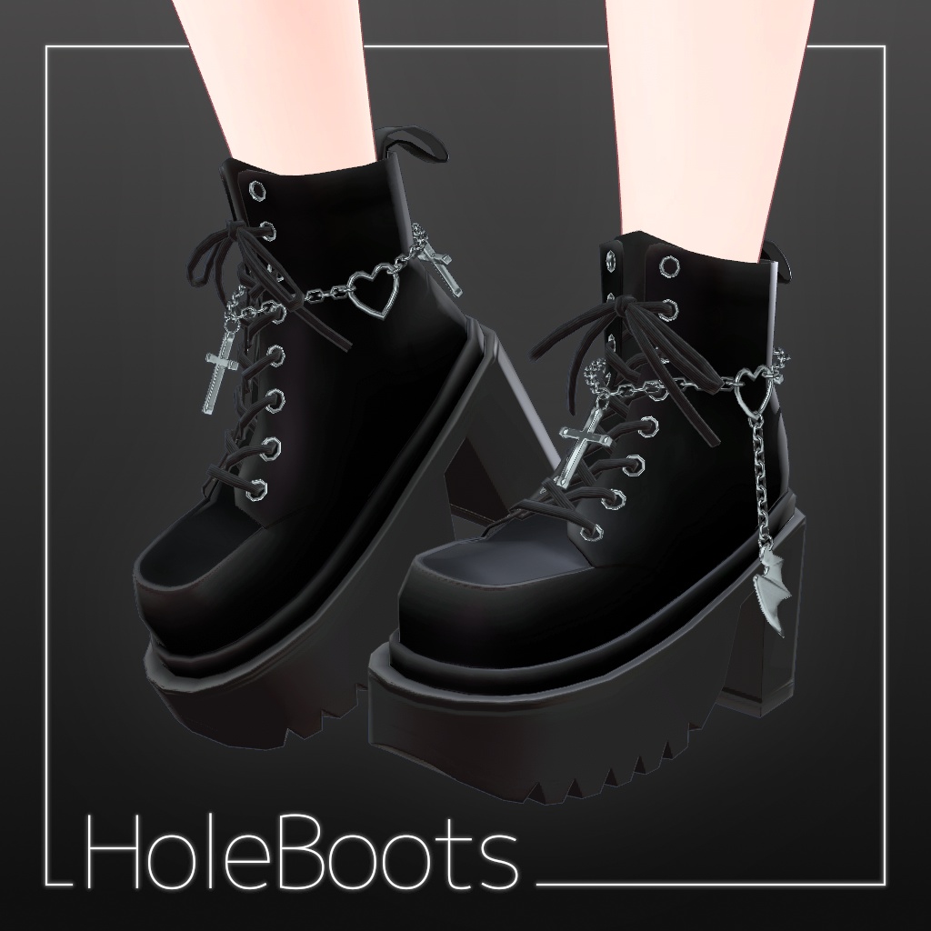 【3Dモデル】ゴシック厚底ホールブーツ【複数アバター対応】 image