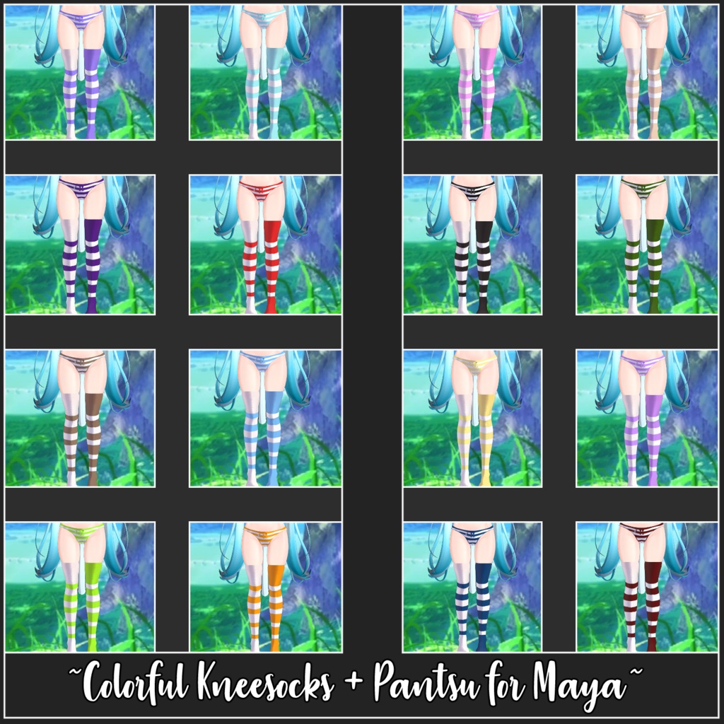 Maya - Colourful Knee-High Socks & Striped Panties  Wu Ye karahurunisotsukusu&shimapanpantsu image