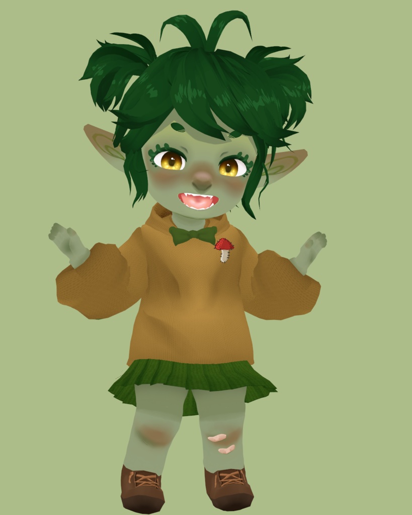 Fee the Goblin - 3D Chibi Avatar & Hairstyle | ゴブリンの女の子 フィ - 3D ちびアバターそして髪のプリセット image