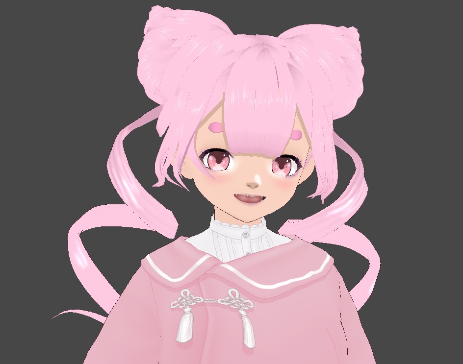 Free Pointy Buns Hairstyle "Cammy"  for VRoid Stable | とがったバオの髪型プリセット image