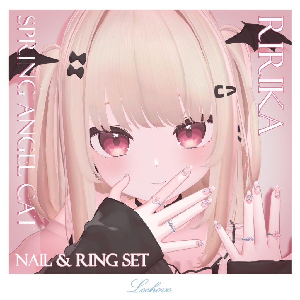 Spring Angel Cat Nail & Ring Set image