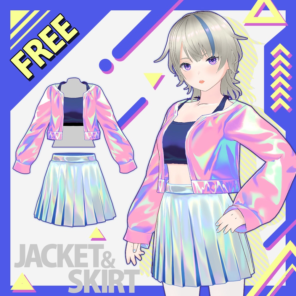 【VRoid】ホログラムジャケット＆スカートセット【無料】 image