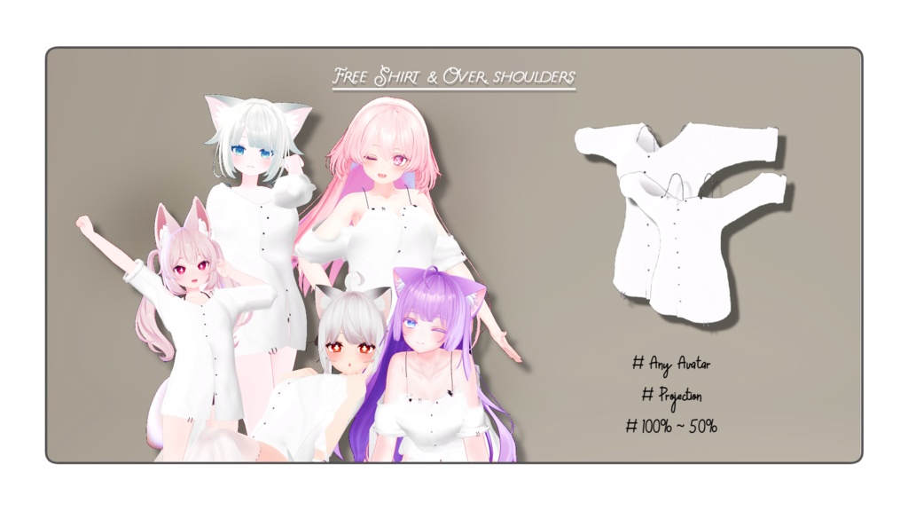  【無料】Custom size Shirt。透けるオーバーショルドシャツ』 image