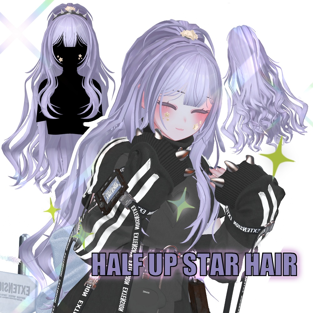 【3Dヘアモデル】スターハーフアップ  (Half Up Star) image