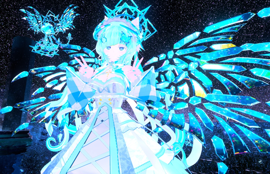 VRC Compatible Moves!! Sacred Wings ver1.3 [Horns, Halo, Tail, Spirit, Wings] 9 Textures 35 mat caps [Sacred used] image