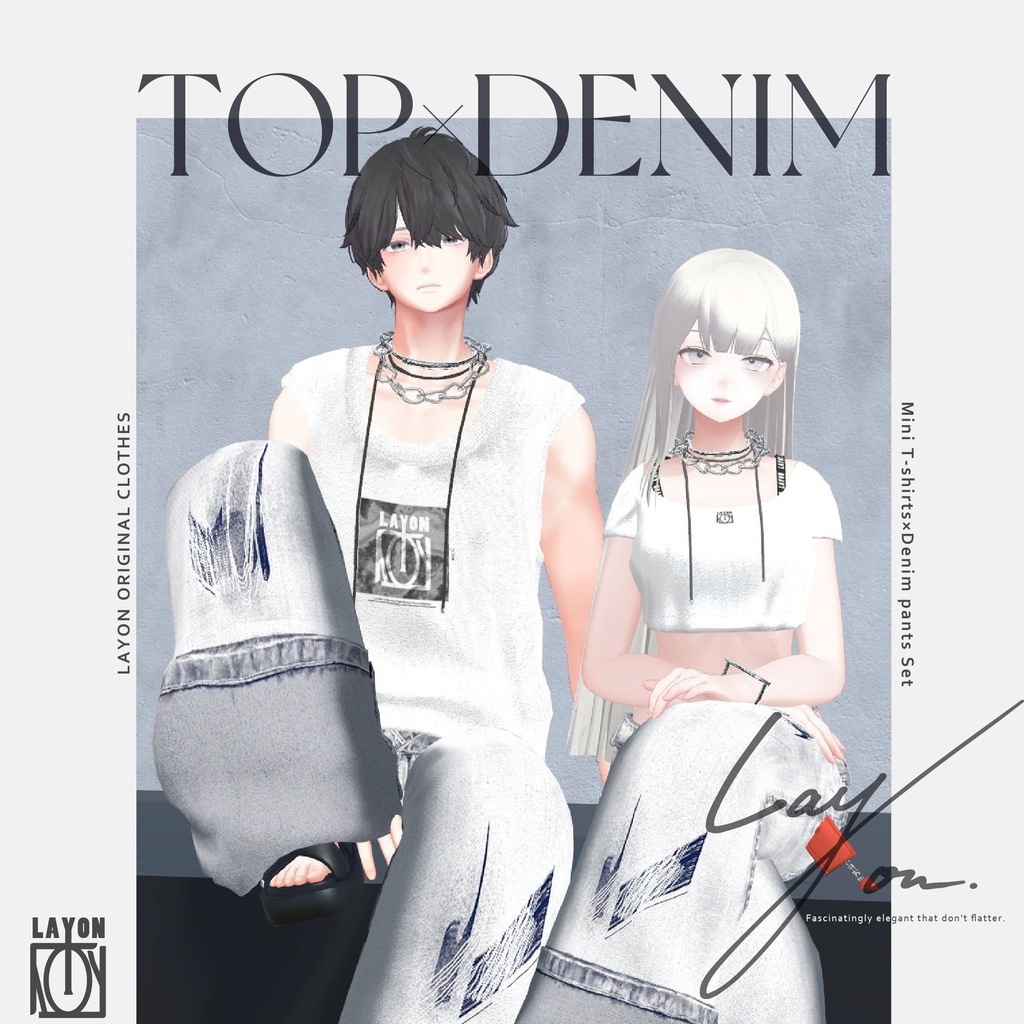 【3D】Mini T-shirts×Denim pants Set (森羅/萌/Grus/Weil/水瀬/ラシューシャ対応)　#LAYON服。＃LAYONコーデ image