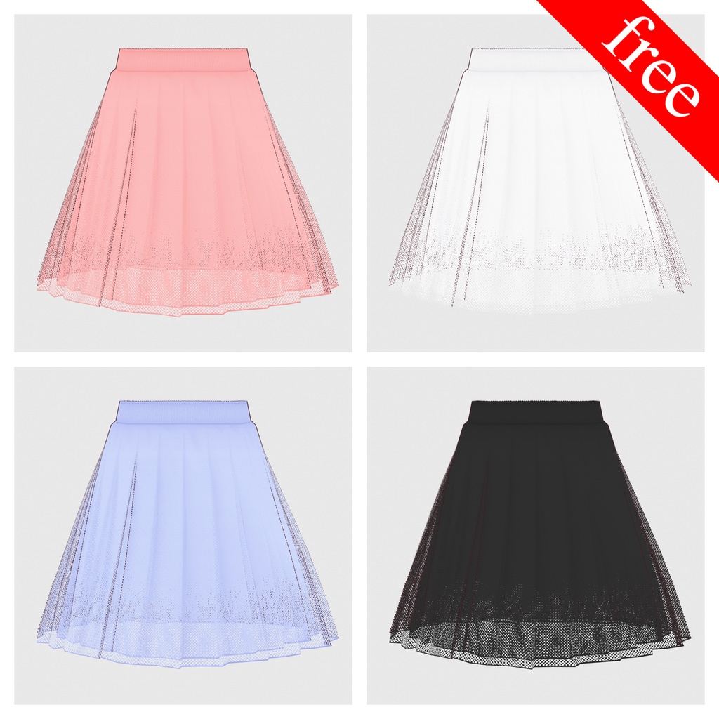 【#VRoid】チュールプリーツスカート (free)【#vroidcustomitem】 image